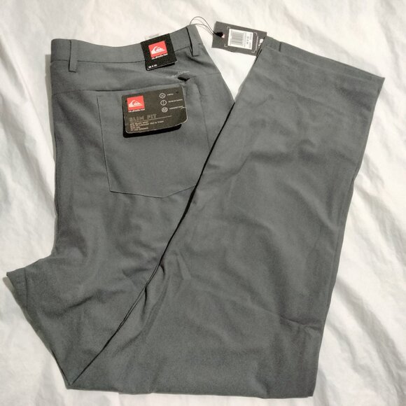 Quiksilver Mens Stretch Tech Woven Chino Slim Fit Pants Gray 38x32(39x31.5) - Picture 1 of 7